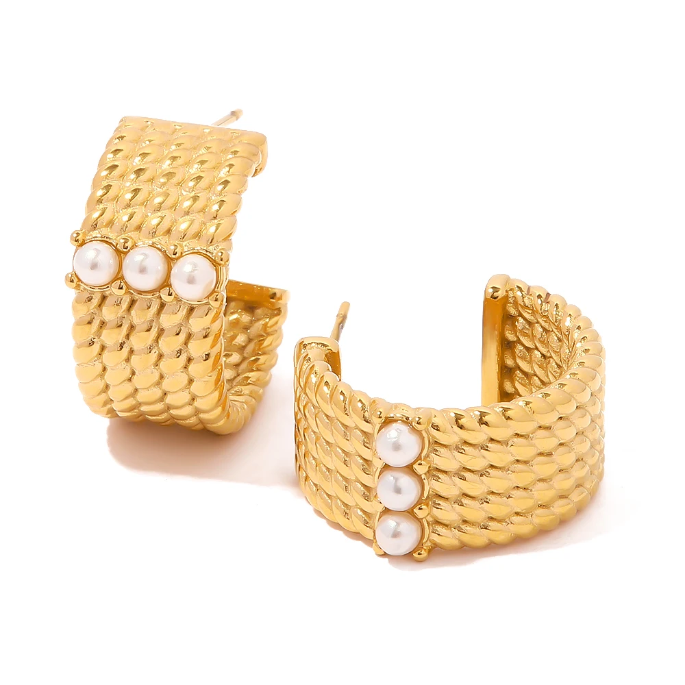 

Waterproof Stainless Steel 18K Gold Plated Party Jewelry Accessories CC Shaped Super Chunky Earrings