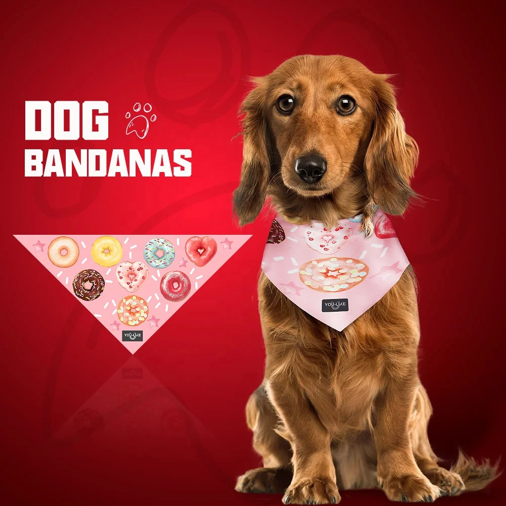 

2021 Custom logo printing Colorful Pattern Dog Scarf Bandana Bib Pet Triangle scarf, Customized color
