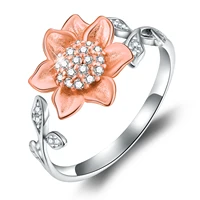 

Women jewelry 925 silver cz adjustable ring sunflower ring for gift