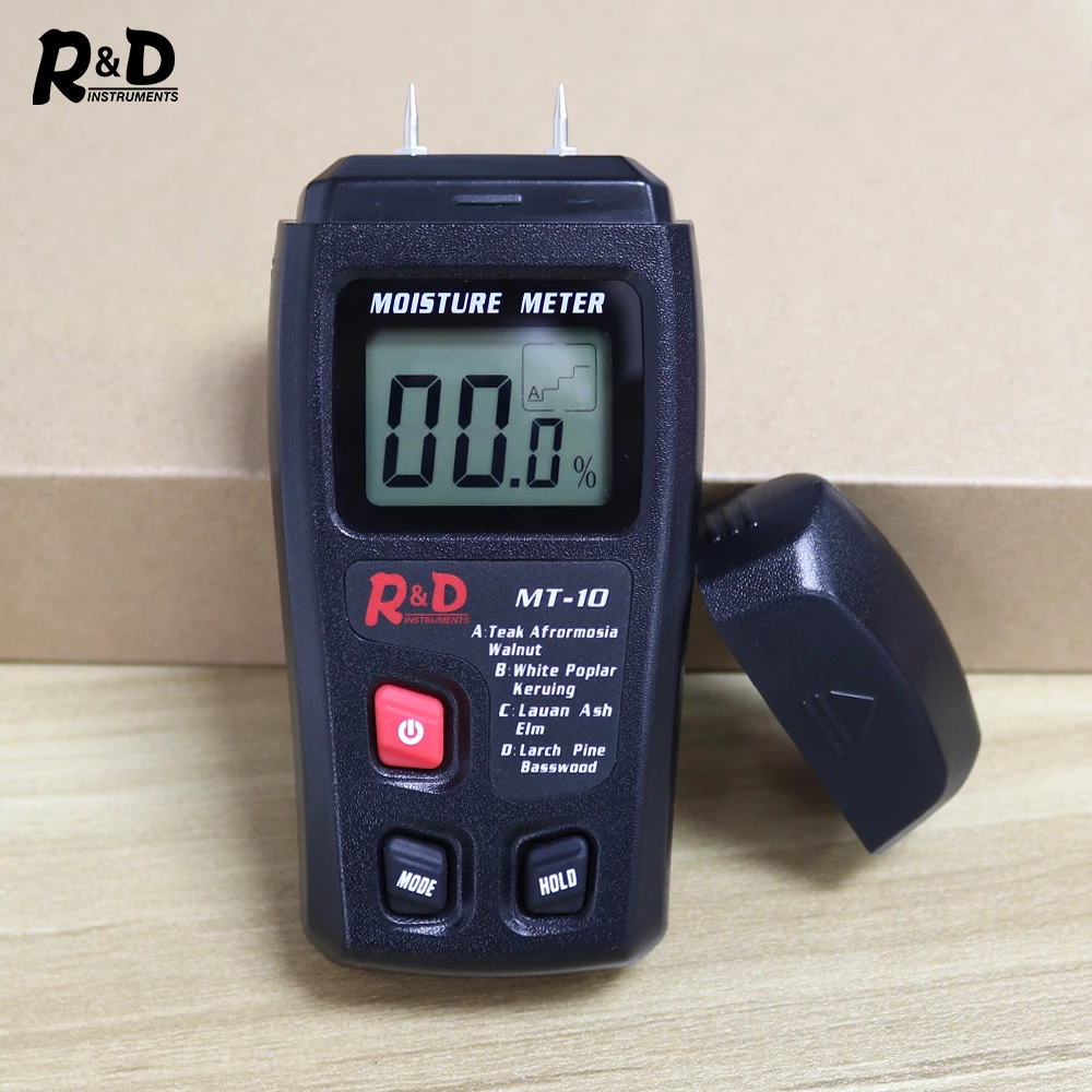 
R&D MT 10 EMT01 Wood Moisture Meter Wood Humidity Tester Hygrometer Timber Damp Detector Tree Density tester ABCD groups Black 