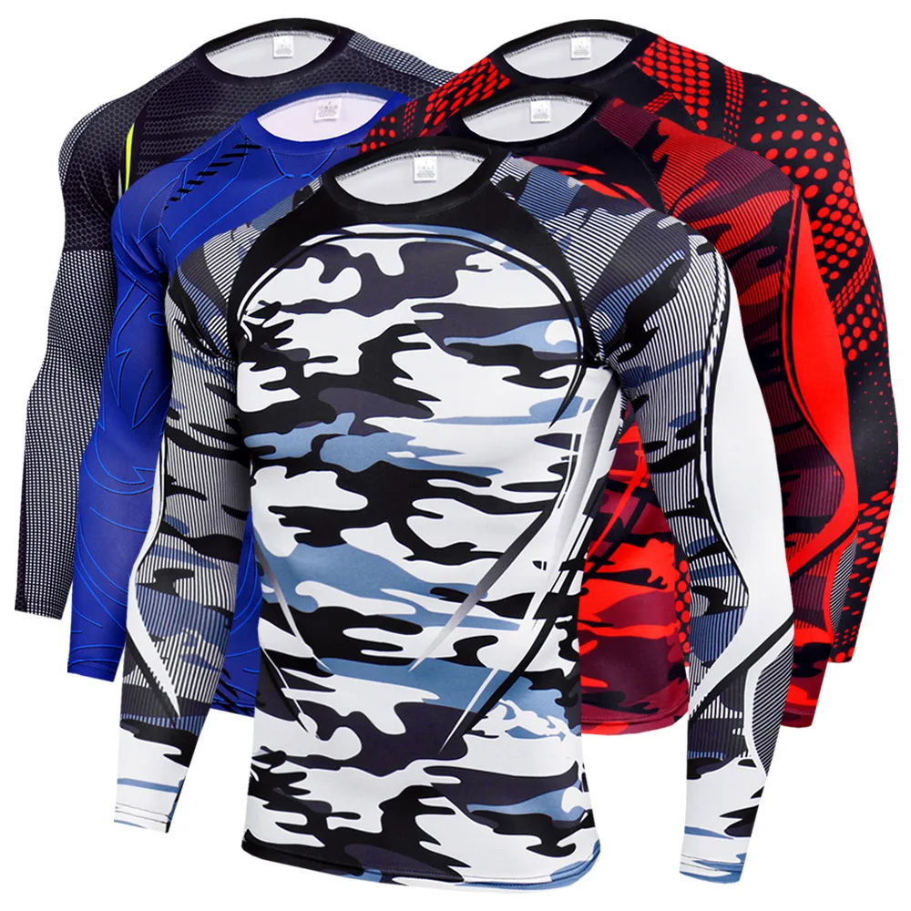

Mens Gym Tshirts quick-drying tights running gym compression long-sleeved clothes