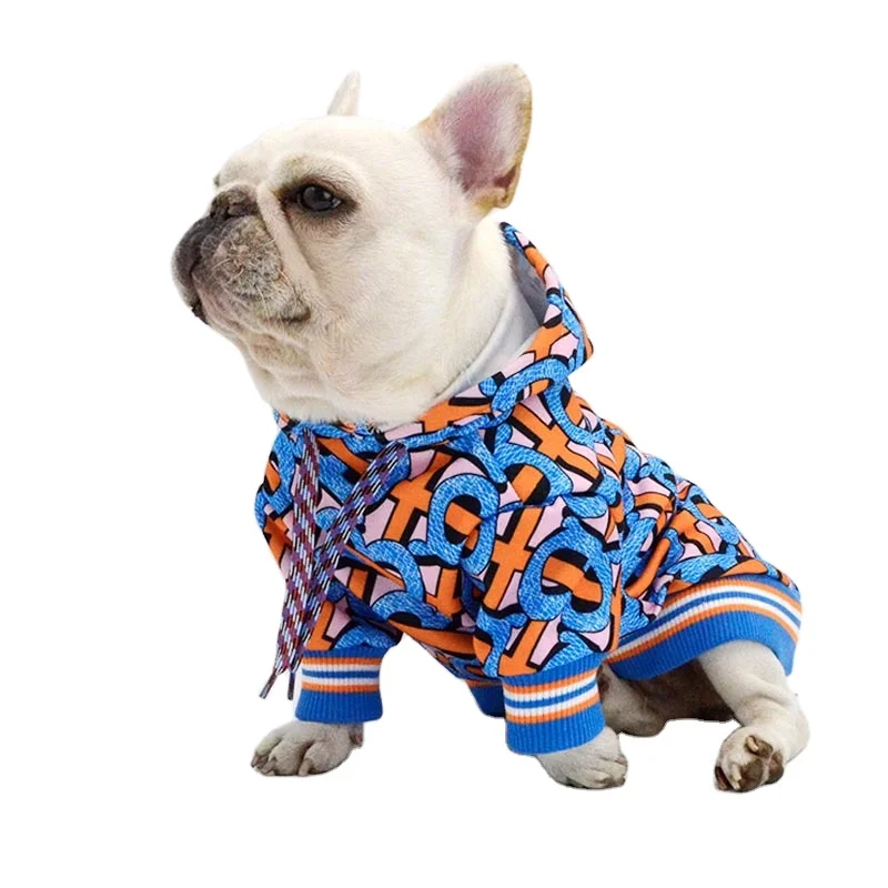 

Pet dog fashion brand sweater cat casual pullover sweater with hood French bulldog hairless cat clothes, Picture