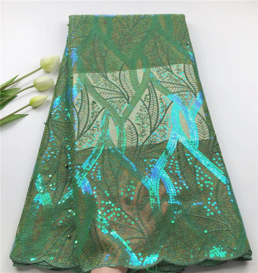 

Good quality lovely embroidery lace fabric sequins African french lace for party