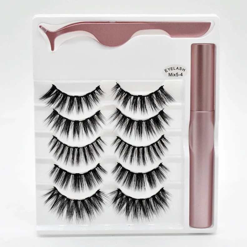 

Custom label 3d silk false eyelash extensions 5 pairs faux mink eyelashes with cheap price