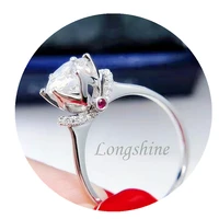 

Wholesale Luxury Jewelry Elegant Style 18K Solid Gold 1carat Moissanite and Ruby Rings for Women