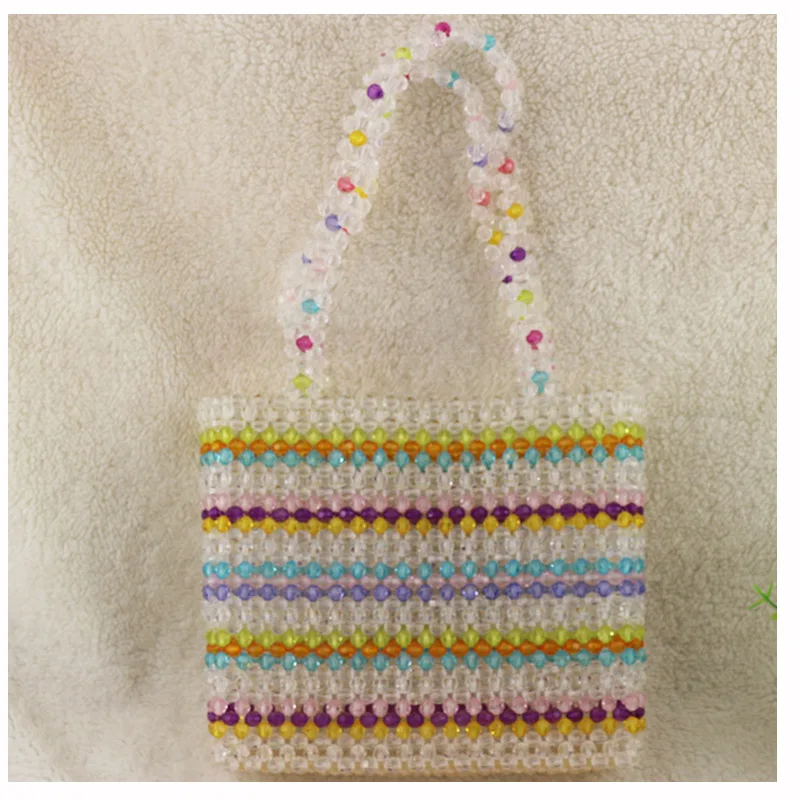 

2021 woven pearl handbag fairy dinner handbag pearl fashion stripe new women's bag