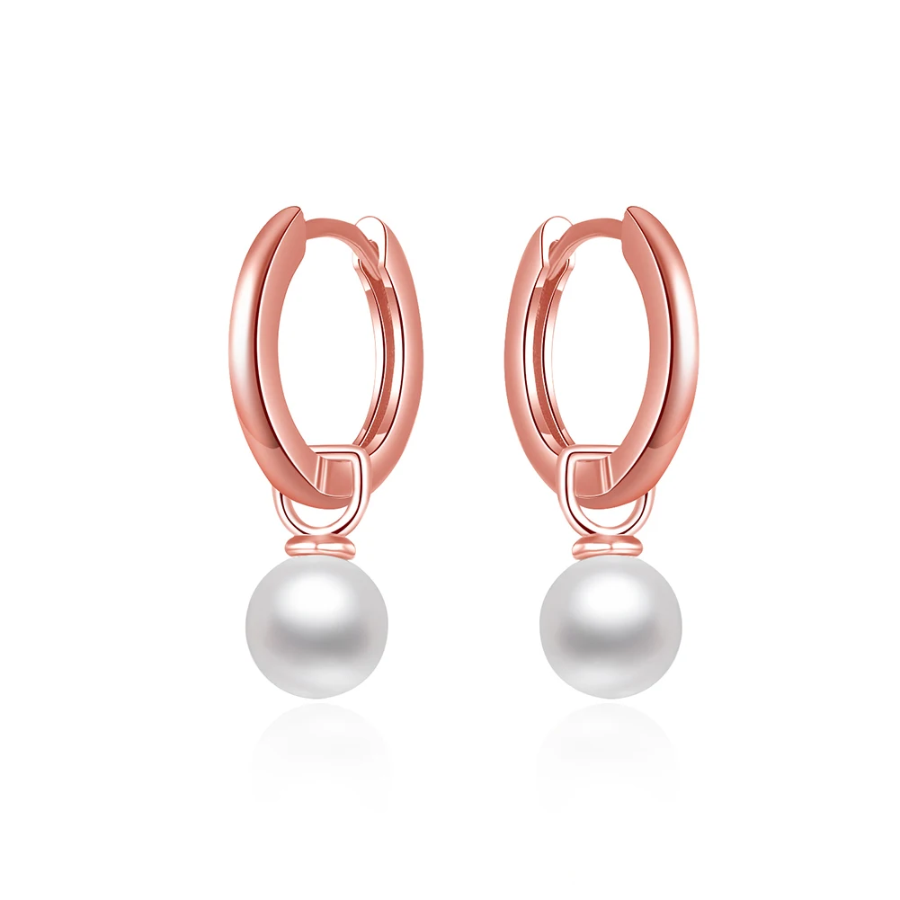 

RINNTIN SE308 elegant jewelry wholesale factory 925 sterling silver rose shaped pearl earrings for women