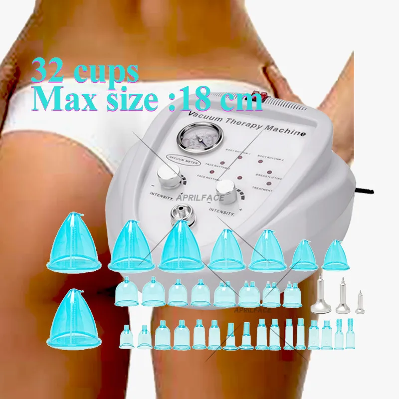 

2021 Hot Sell Butt Enlargement Cellulite Slimming Lymphatic Suction Buttocks Breast Massager with 32 pcs Blue cups max cup 18cm