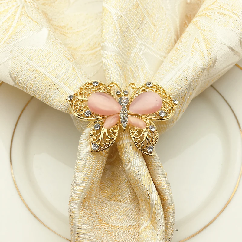 

Newest Gold Butterfly Napkin Ring Metal Napkin Ring Holder Wedding Dinner Napkin Ring table Decoration HWD58