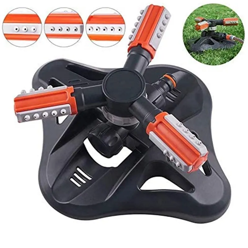 

Upgrade Gardening Watering Irrigation System Tool Automatic 360 Degree Rotating Lawn Sprinkler for Yard and Lawn, Black+orange