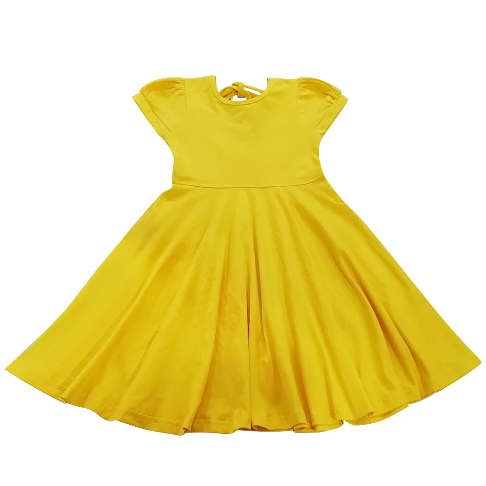 

Summer kids girl solid color dress boutique clothing comfortable cotton twirls girls scoop back dresses, Color as picture, or customized color