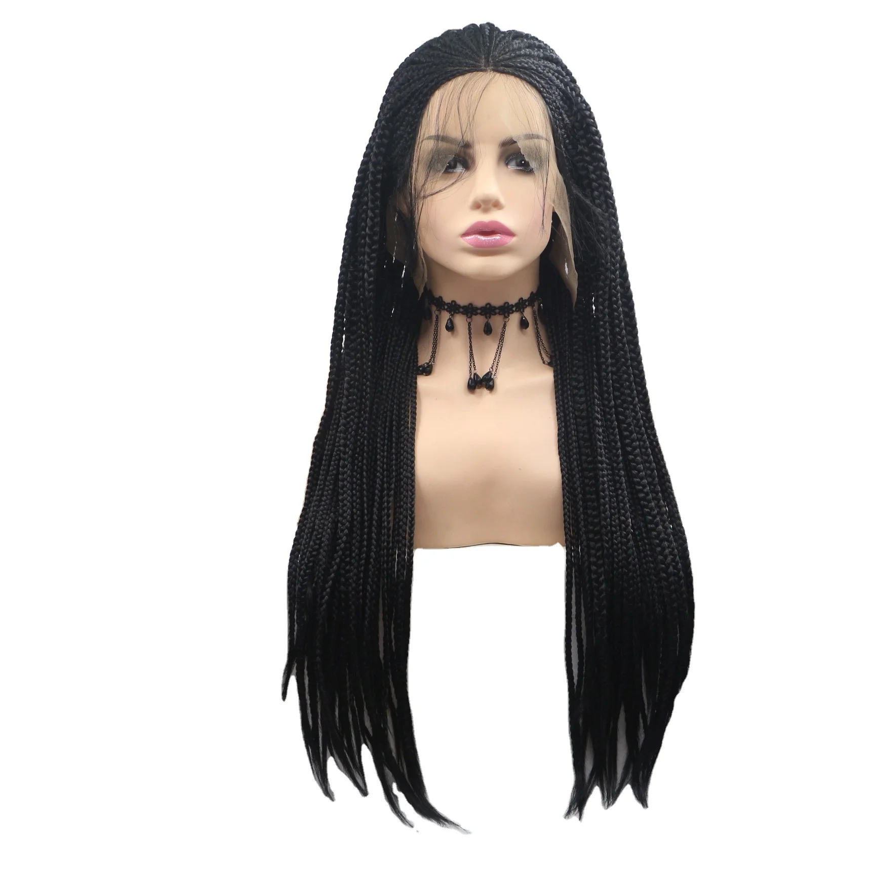 

African Braids High Temperature Wire Frontal Lace Synthetic Hair Wigs, Customized