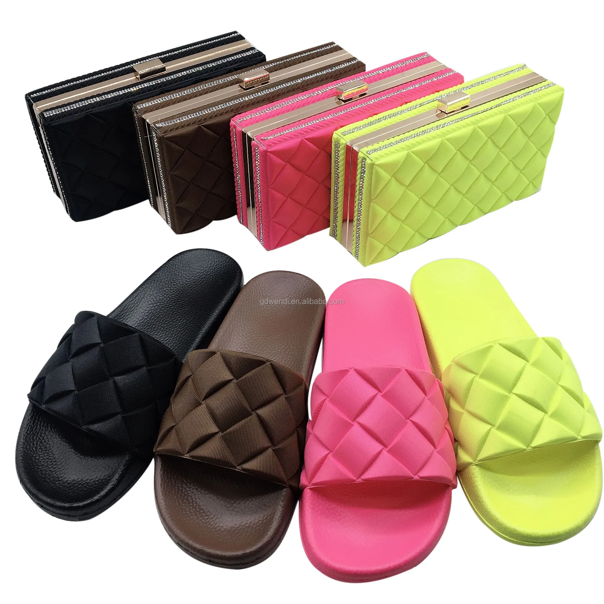 

Fashion slides slippers 2021shoes matching bag sets for ladies women house shoes slide sandals