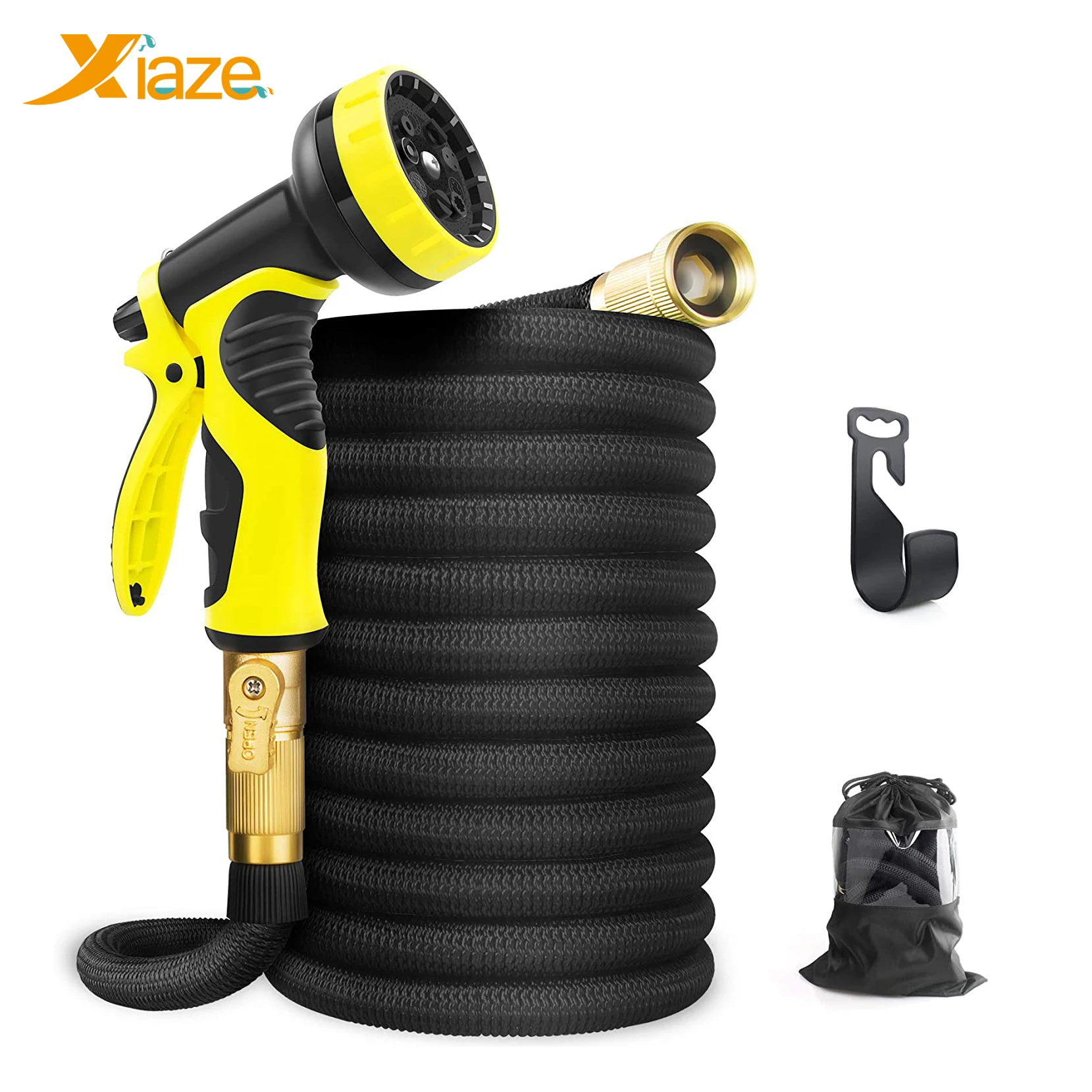 

Expandable Garden Hose with 9 Function Nozzle, Leakproof Lightweight Retractable Water Hose with Solid Brass Fittings