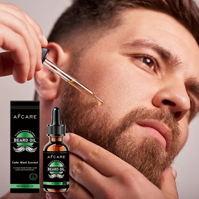 100% Pure Cedarwood Vegan Herbal Men's Beard Oil Private Label Nourishing & Fast Healthy Growth Softening