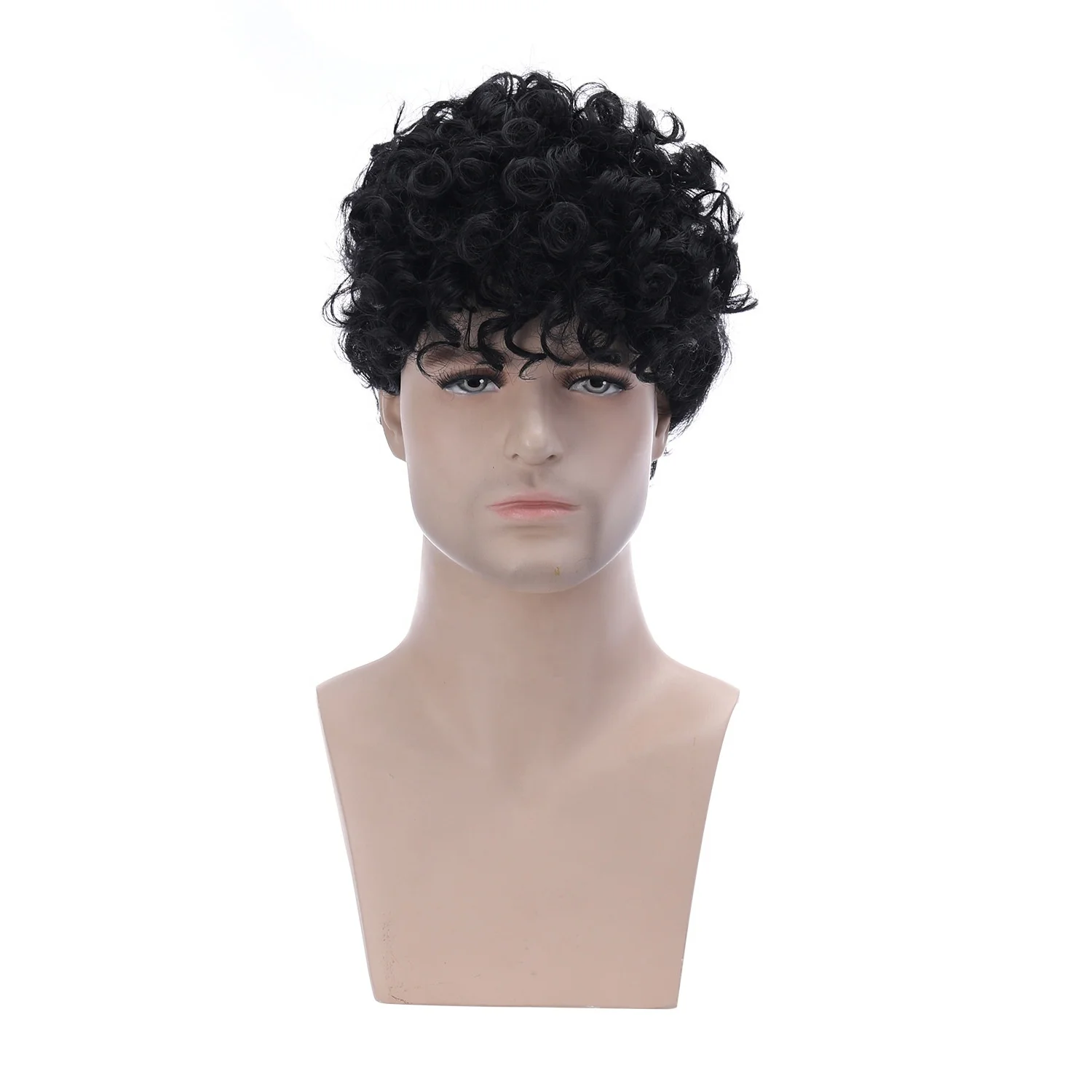 

Black Short Curly Synthetic Wigs Heat Resistant Synthetic Hair Wholesale Hair Wigs For Men