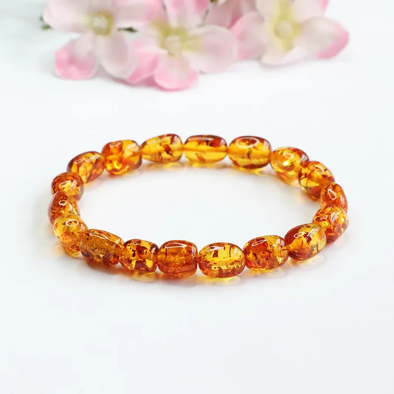 

Wholesale Jewelry Bracelet Natural Piebald Amber Stone Bracelet Adjustable Amber Bracelet