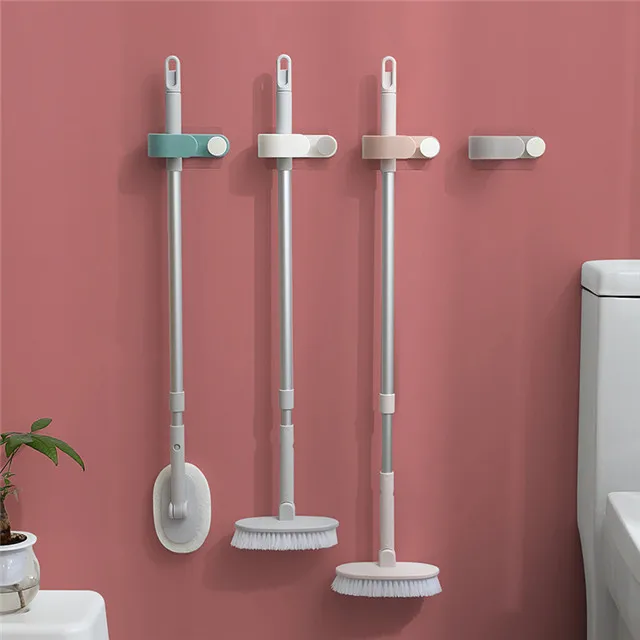 

New Polka Dot Mop Holder Nail Free Multifunctional Storage Hook Bathroom Wall Hanging Mop Clip, Gray, white, blue, pink