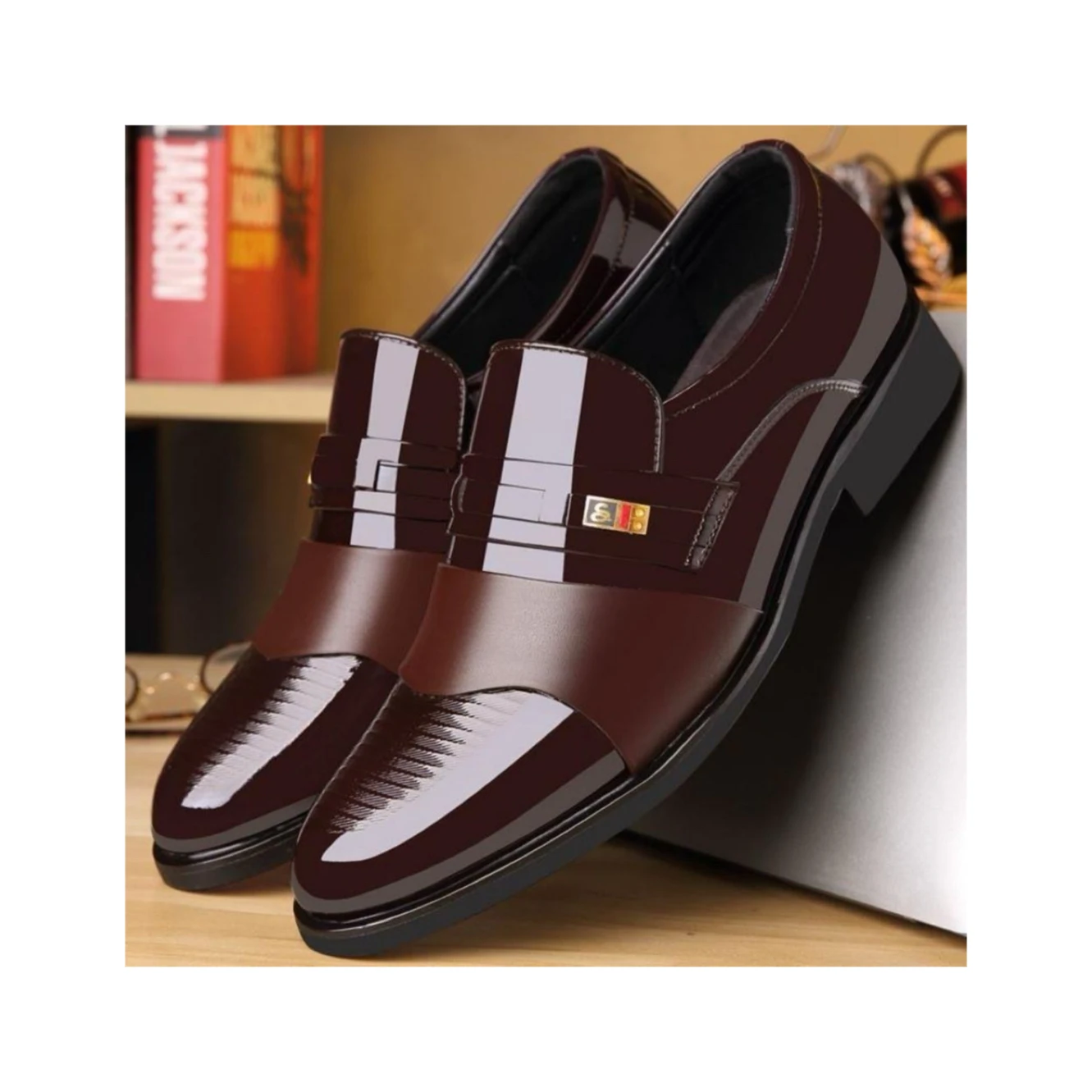 

2024 Men's business dress shoes large size set feet plus cashmere cotton shoes casual dress shoes