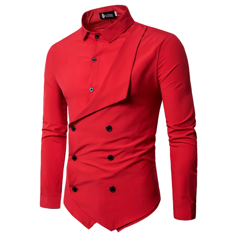 

Factory direct Wholesale Men's Long Sleeve Shirt European Double Breasted Long Sleeve Shirt