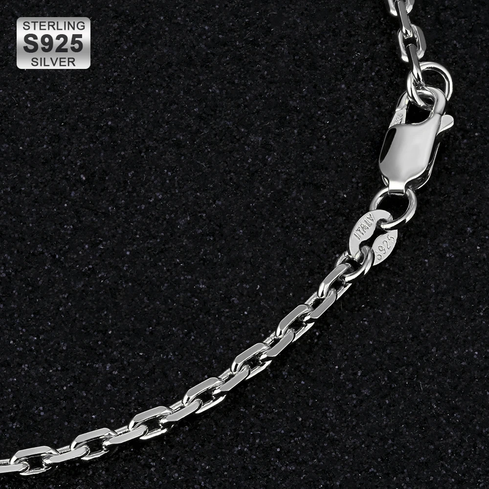 

KRKC&CO 2.5mm cnc flat anchor 925 sterling silver necklace 925 rolo cable chain necklace, Silver color