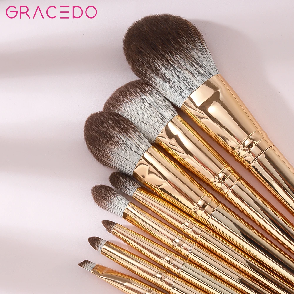 Gracedo Cosmetics Makeup Brush Set 8 Pcs Professional Makeup Brush Set Makeup Brush Set Gold