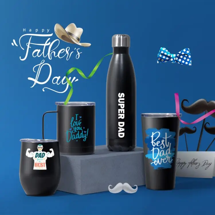 

2021 Matt Black Father Day Mug Stainless Steel Tumbler With Logo Wholesale