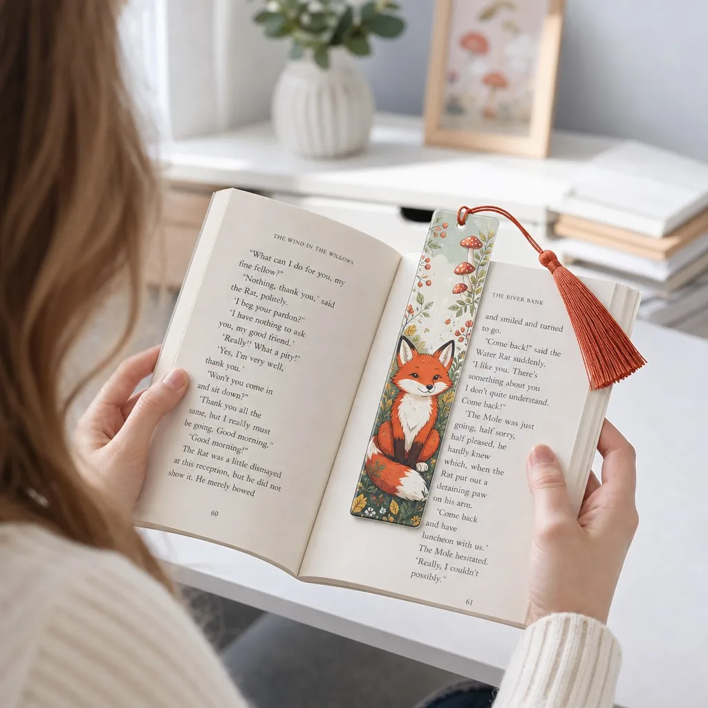 Student Reading Scene with Bookmark