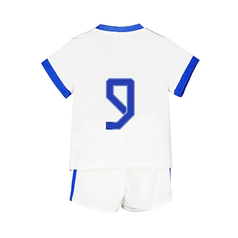 

wholesale Madrid kroos Youth football shirt shorts sock 2022 Modric kids child soccer uniform Ropa de futbol para adolescentes, White,green, blue