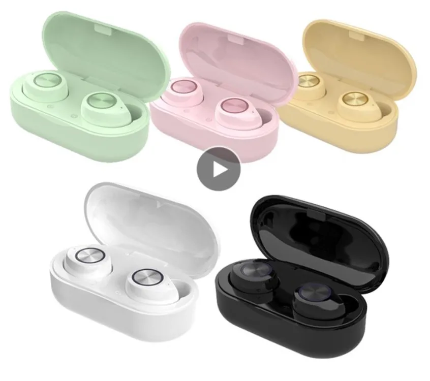

New style macaron wireless Headphones tw60 tws fone de ouvido 5.0 earbuds headset earphones, Black/white/yellow/green/pink
