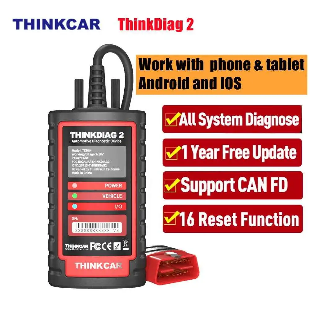 

Thinkdiag 2 Diagnostic Tool OBD2 Automotive Scanner Bidirectional Machine For All Cars CANFD Full System 1 Years Free Update