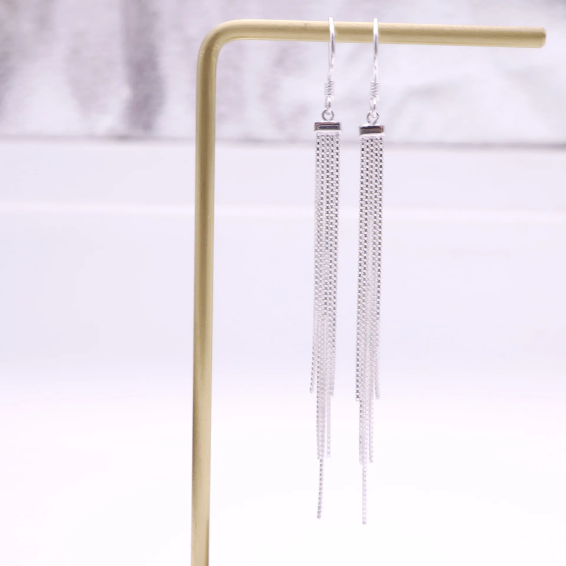 

Amazon Hot Sale 925 Silver Tassel Earrings Sterling Silver Earrings For Woman Silver Jewelry Earrings, As picture