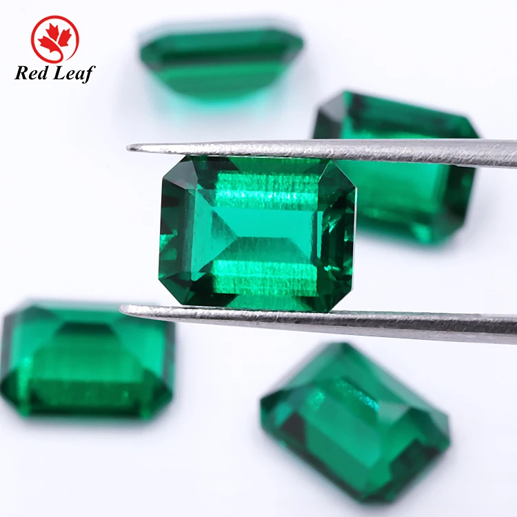 

Redleaf Jewelry wholesale price synthetic gemstone loose Colombian stone hydrothermal lab created emerald