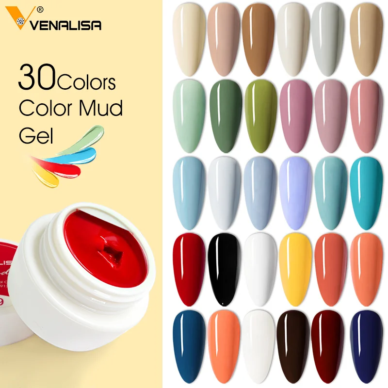 

VENALISA Nail Art Design 30 Colors 5g Mud Painting Gel Soak Off Butter Color DIY Semi-liquid Enamel Nail Polish Drawing Gel, 30 colors (v21-v50)