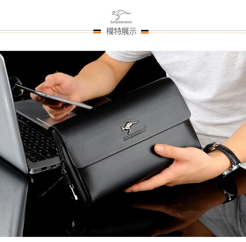 Men Clutch Bags Luxury Male Leather Purse Men's Wallet Handbag Large Capacity