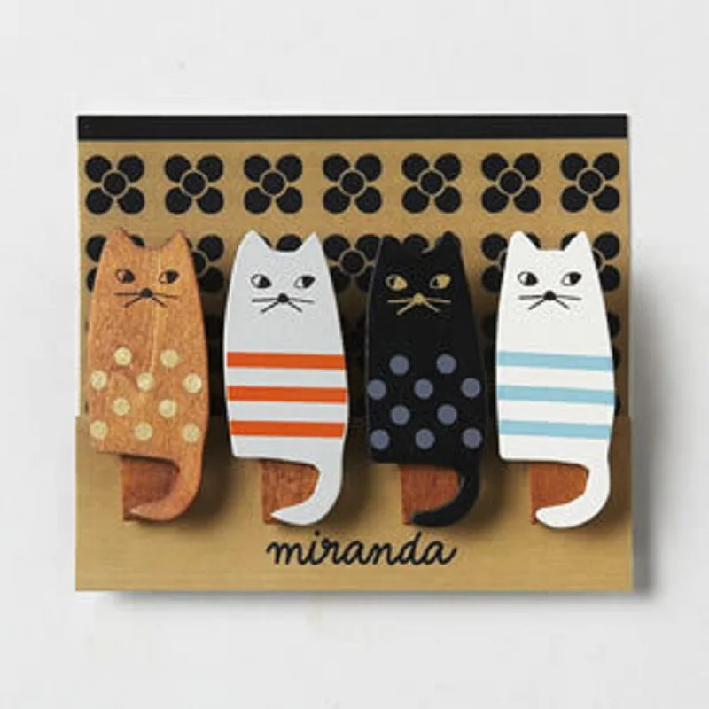 

4pcs/pack Cat Wooden Clip wooden clips for photos Wholesale Stationery Message Folder Photo Cards Clips School Office Supplies