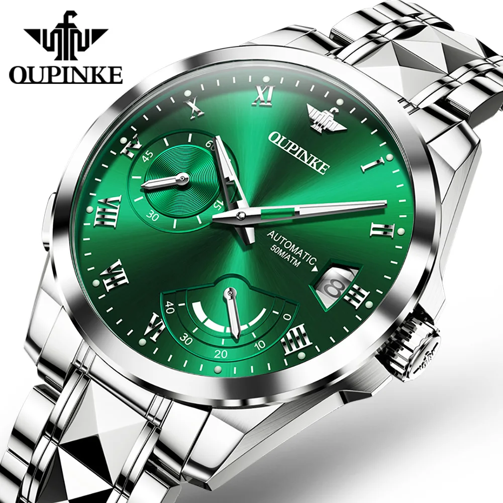 

OUPINKE 3198 Automatic Mechanical Fashion Stainless Steel Hollow Waterproof Luminous Men's Watch