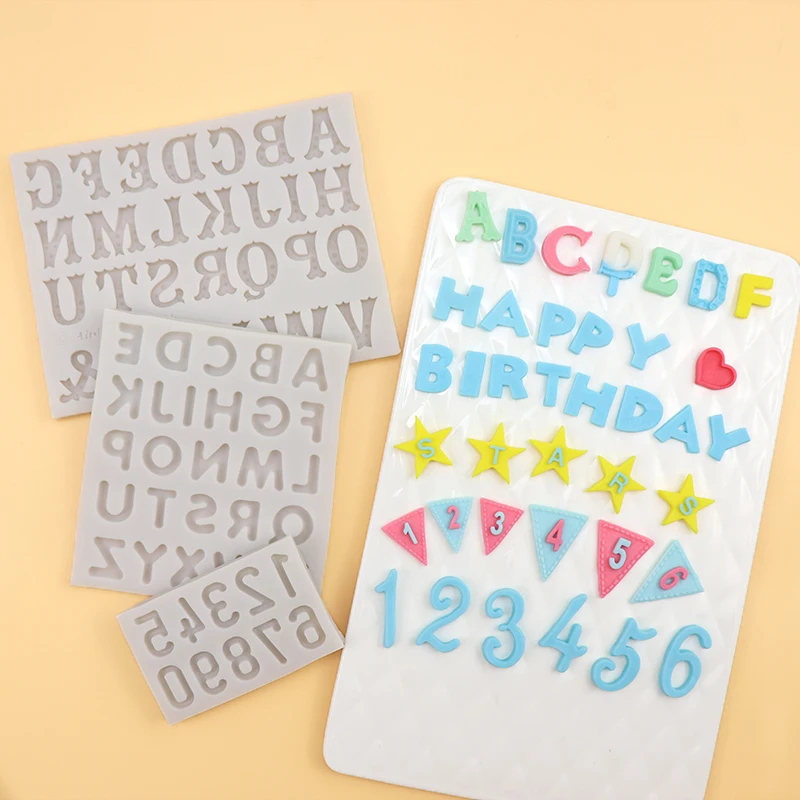 

ALL Styles High Quality Alphabet Silicone Mold Letter Number Alphabet Chocolate Mold, Greyish white/pink