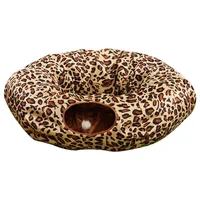 

leopard Cat Dog Tunnel Bed with Cushion Tube Toys Plush Large Diameter Longer Crinkle Collapsible lurvig cat tunnel