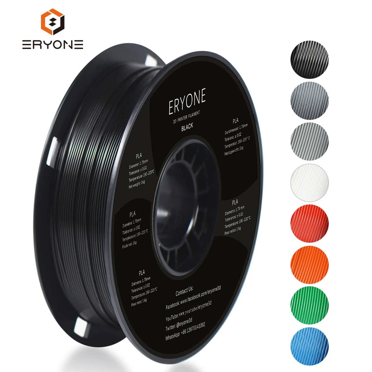 Lagoon and Multicolor PLA Filament for FDM 3D Printer 1kg 1 Spool Rainbow Lagoon Filament PLA 1.75mm Eryone PLA Filament Lagoonbow