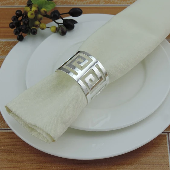 

Gold Fashion hollow curved design napkin rings for wedding dinner table setting deco pearl luxury silver gold napkin rings bulk, Siliver