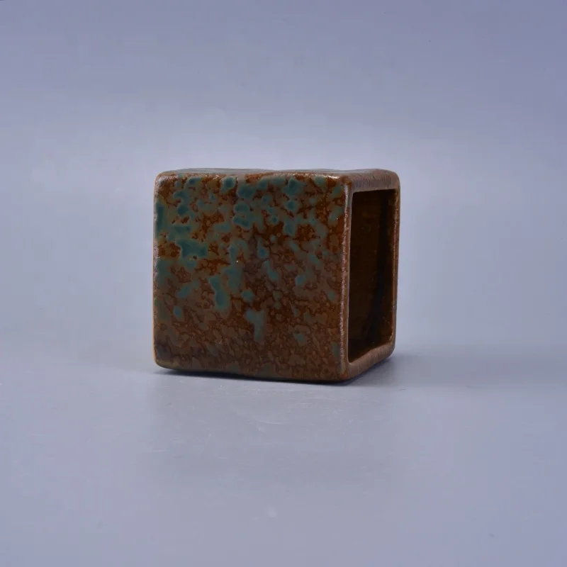 Square table ceramic candle container votive candle jar wholesales