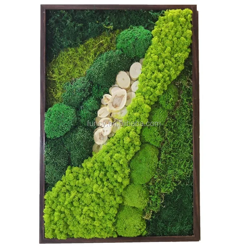 Wholesale Preserved Moss Wall Decoration Modern Green Moss Wall