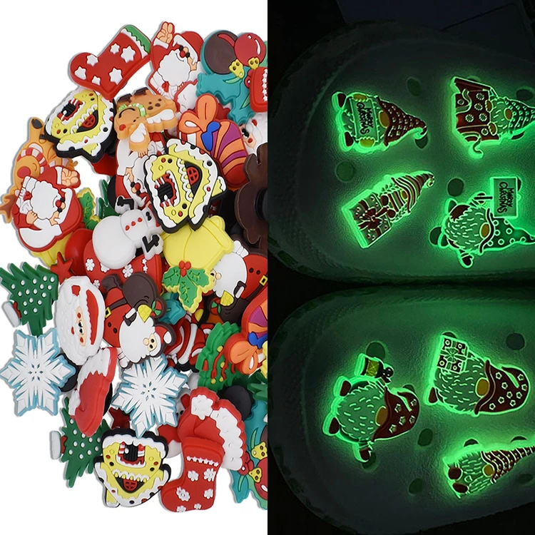 

Santa Claus Character Cartoon Clog Elk Christmas Light Up Shoe Charms The Office TV Show Designer Squid Game Croc Shoe Charms, Customized color