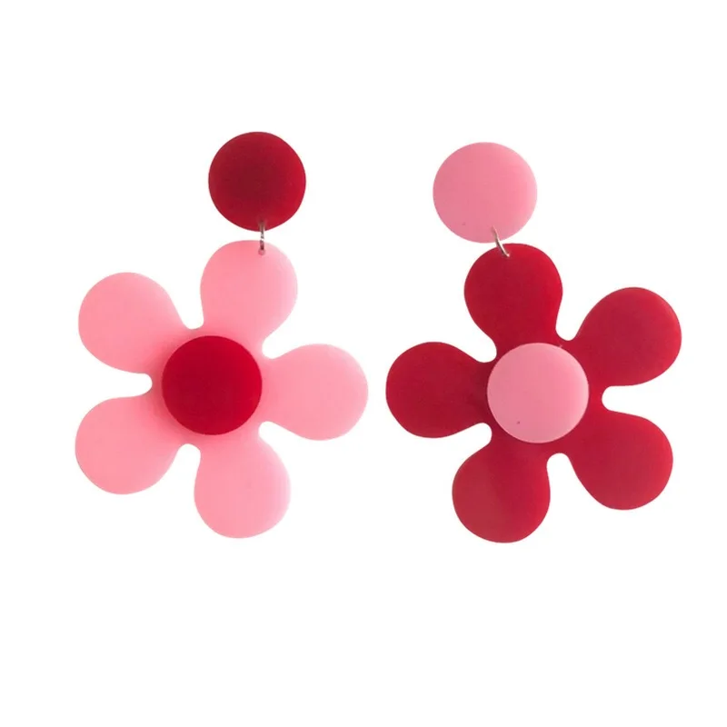 

2002 Beautiful Lovely Fashion Red Blue Flower Shape Drop Earrings 2021 for Parties Outdoor Activities
