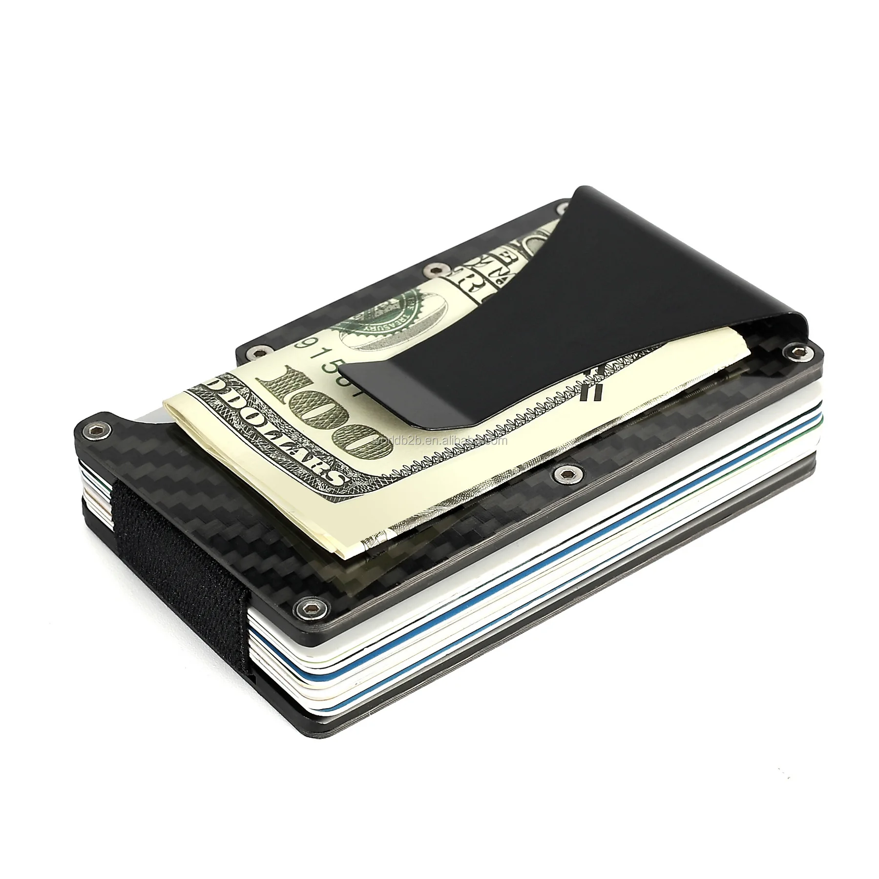 

RFID Blocking Card Wallet Holder Real Carbon Fiber Minimalist Metal Mens Wallet with Money Clip