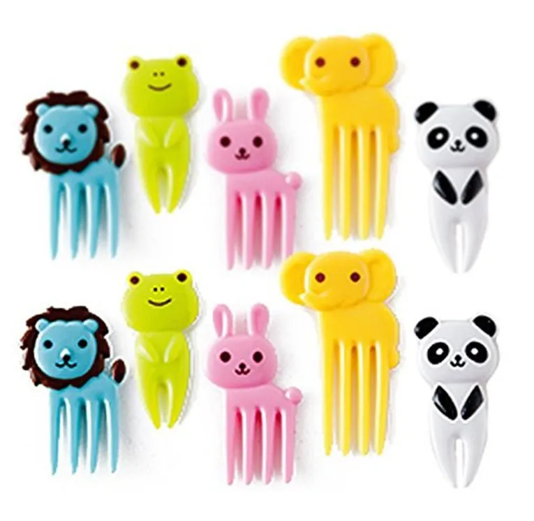 

Cartoon Animal Children Fruit Fork Creative Plastic Lunch Decoration Sign 10pcs