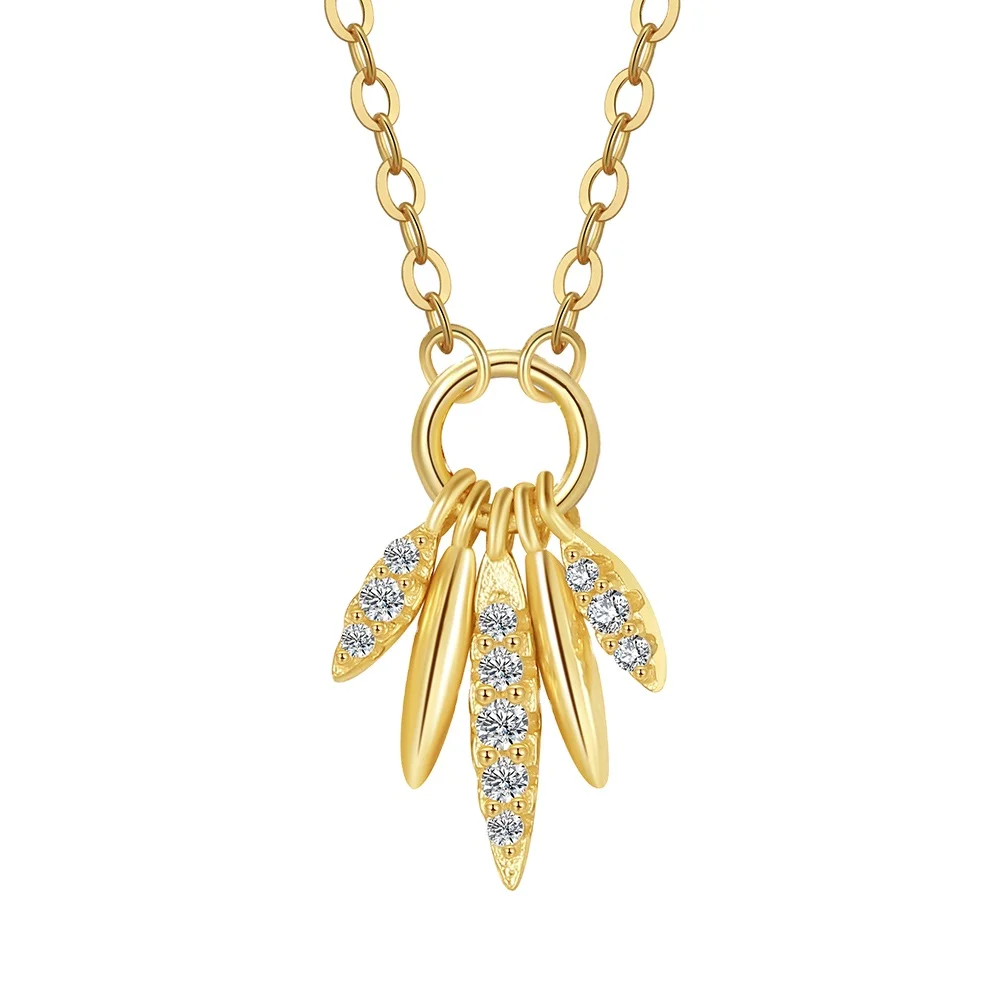 RINNTIN APN38 Vintage 1970's 925 Sterling Silver Gold Cluster Strand Seed Pod Floral Botanical Jewellery Pendant Chain Necklace