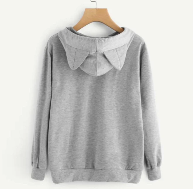 
Loose fleece printed cat animal print hooded sweatshirt 