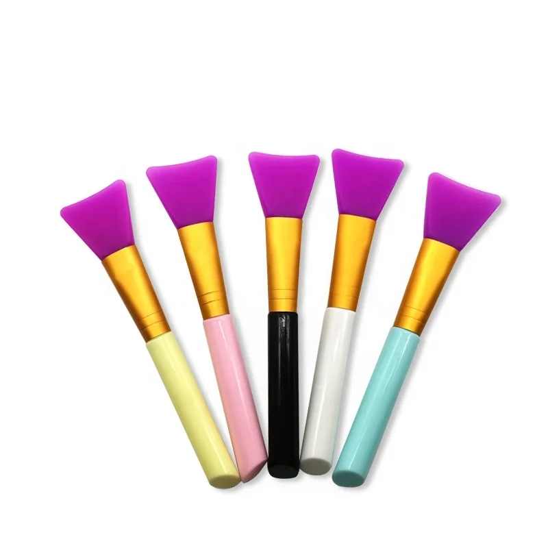 

Skin Face Care Makeup Tool Colorful Handle Flat Silicone Facial Mud Mask Applicator Brush, Multiple colors available